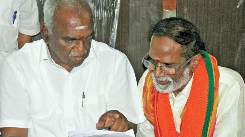 BJP state unit on Saturday announces music director Gangai Amaran as the candidate for R K Nagar bypoll. (Photo: DC)