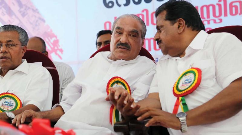 Mani with Chief Minister Pinarayi Vijayan and CPM leader E.P. Jayarajan.