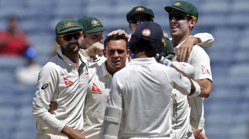 Steve OKeefe single-handedly decimated the famed Indian line-up to snare 6 wickets for 35 runs in 13.1 overs. (Photo: AP)