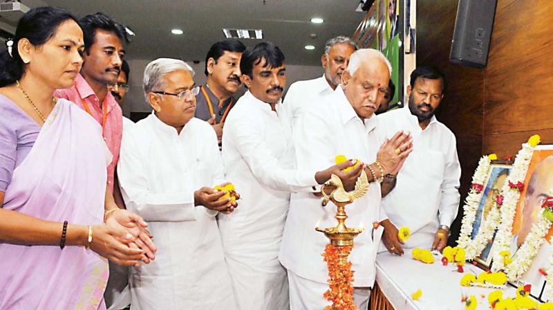 BJP state president B.S. Yeddyurappa inaugurates the BJP SC Morcha meeting at the BJP office in Bengaluru on Tuesday