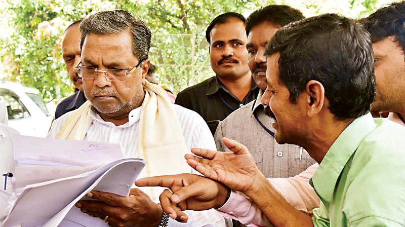 Chief Minister Siddaramaiah meets the public at his residence, Cauvery in Bengaluru on Tuesday