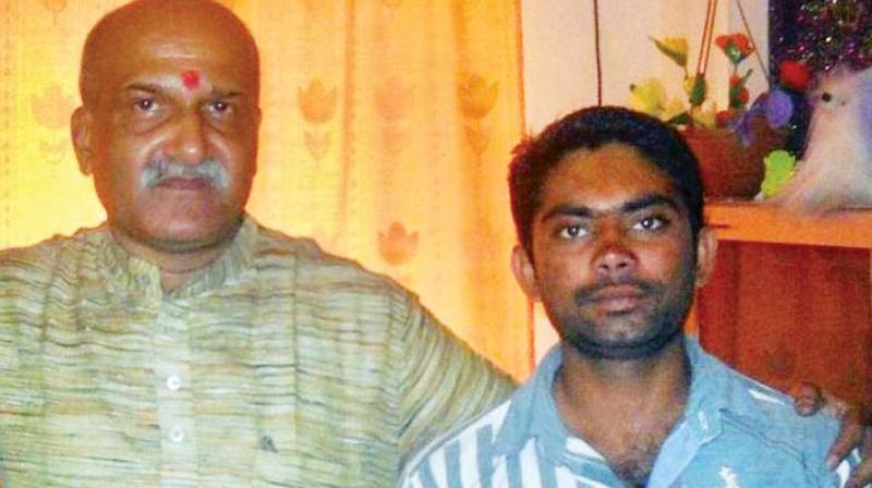 A file photo of Pramod Muthalik (left), founder of Sri Rama Sene, with Parashuram Waghmore, the main accused in the Gauri Lankesh murder case