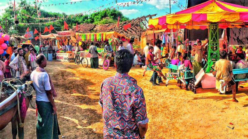 A still from the sets of Rangasthalam