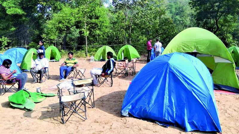 Tourists camping at Eturnagaram forest in Jayashankar Bhoopalapalli district. (Photo: DC)