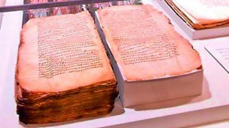 The Bible will be on show with the St Cuthbert Gospel, the earliest intact European book, which was also made at Wearmouth-Jarrow and was acquired by the British Library in 2012.