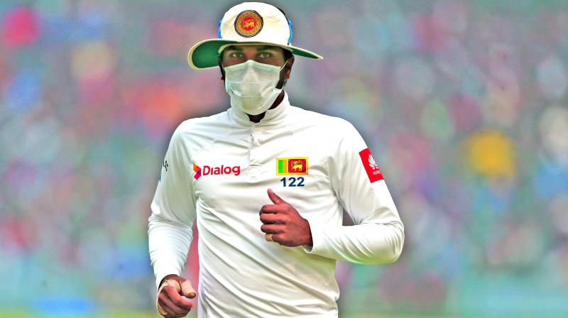 The Sri Lankan players were seen fielding while wearing anti-pollution masks during Indias batting with most of their players complaining of breathlessness.
