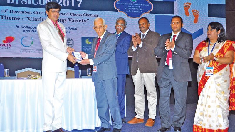 Health secretary J. Radhakrishnan and president of Diabetic Foot Society of India  Dr Arun Bal  inaugurate the annual conference of DFSI. (Photo: DC)