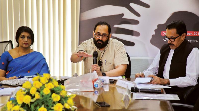 RS member Rajeev Chandrasekhar takes part in a panel discussion organised by NCPOC on Saturday (Photo: DC)