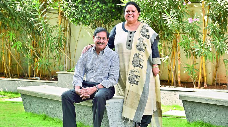 MD of Hyderabad Metro Rail N.V.S. Reddy with his wife Prathima