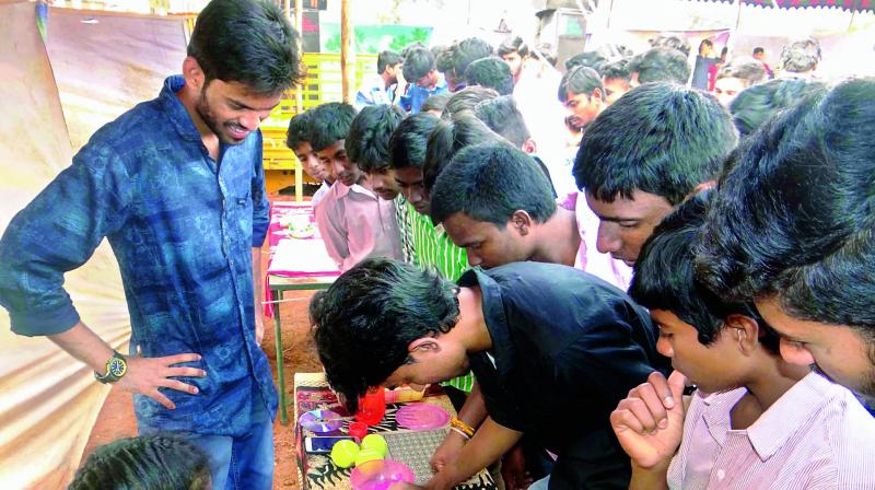 Students at national level IT fest in Vikas college in Vijayawada on Wednesday. (Photo: DC)