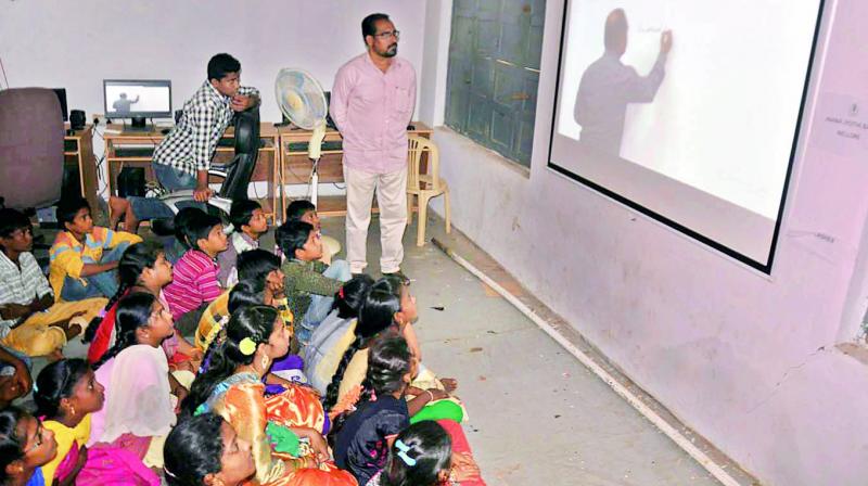 Digitial classrooms installed in a Zilla Parishad school in Nellore. 	(Photo: DC)