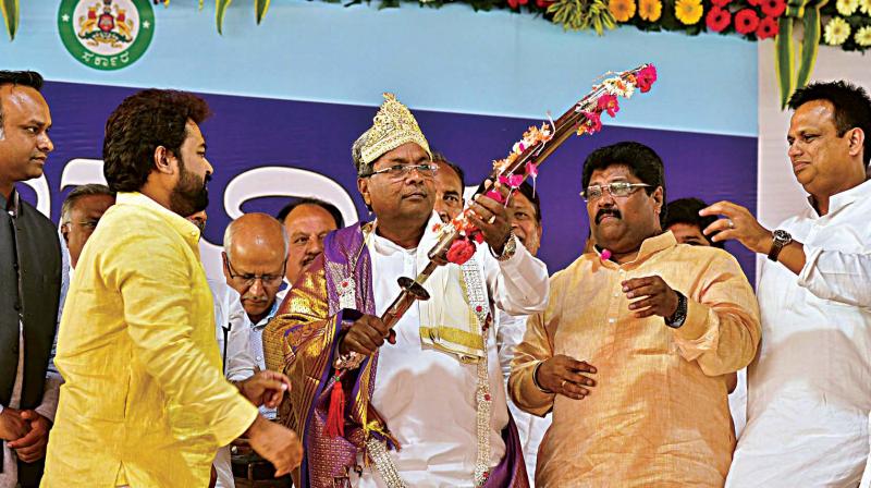 CM Siddaramaiah at a function in Afzalpur in Kalaburagi district on Saturday (Photo: DC)