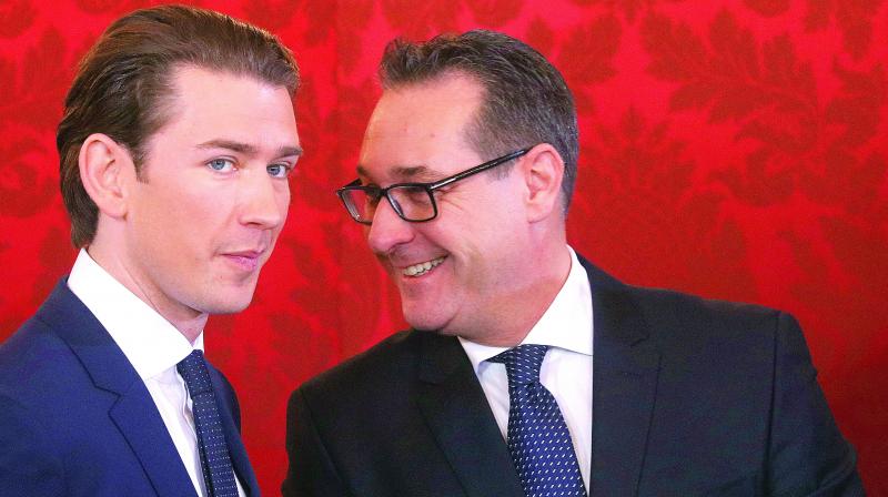 Newly sworn-in Austrian Chancellor Sebastian Kurz, left, and new Vice-Chancellor Heinz-Christian Strache. (Photo: AP)