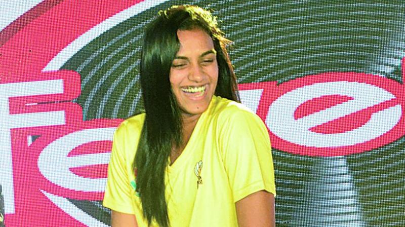 P.V. Sindhu at a PBL event in Chennai on Thursday.