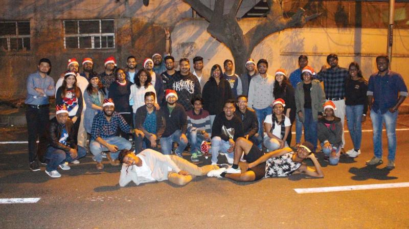 The group Friends of Bengaluru on a blanket drive at midnight