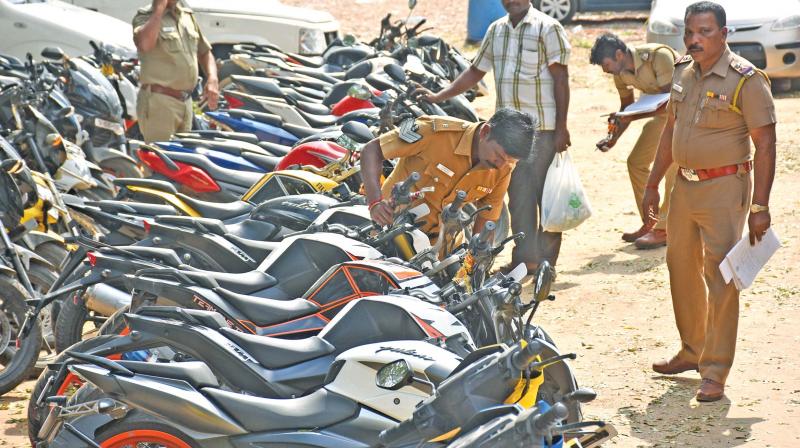 Speeding bikes lined up after confiscation by police (Photo: DC)