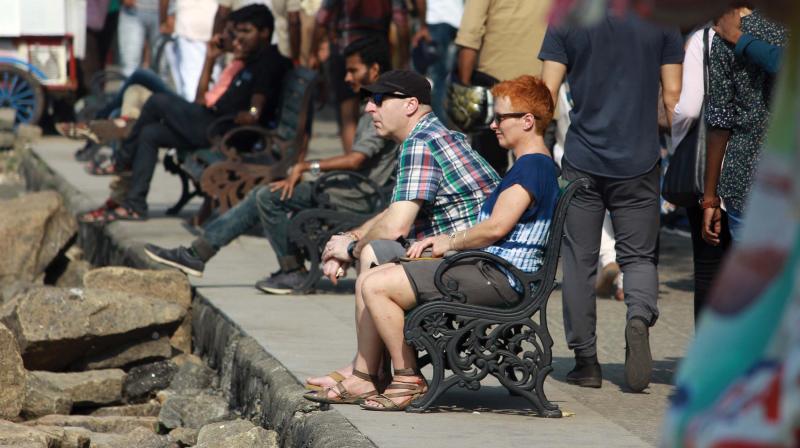Foreigners as well as city residents at a hangout in Fort Kochi ahead of New Year celebrations.
