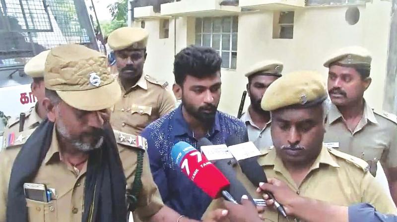 Dhashwant, accused of double murder, at Chengalpet sessions court, on Friday. (Photo: DC)