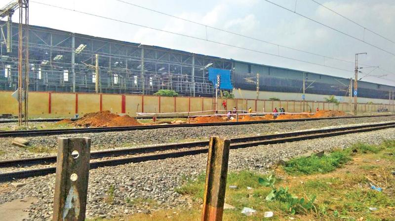 Construction work going on at Annanur station.