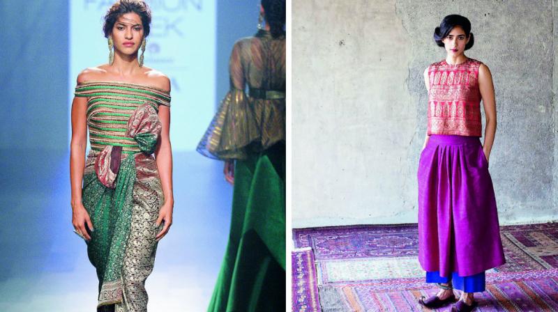 A revamped sari by Amit Aggarwal; (right) Payal Khandwalas design