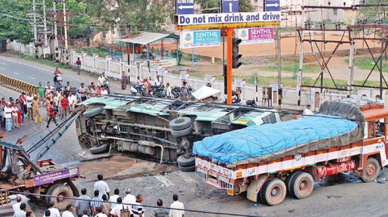The incident took place at around 12.30 am when the speeding lorry rammed into a parked container truck. (Representational Image)