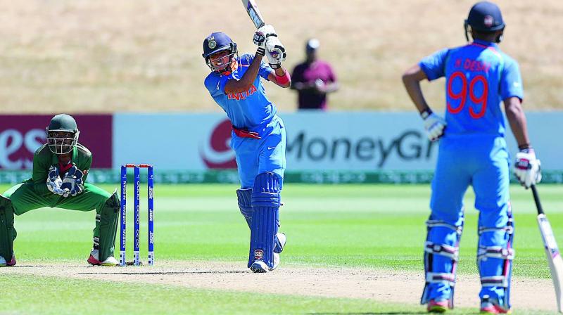 Shubham Gill top-scored with 86 in Indias 131-run win over Bangladesh in their ICC Under-19 World Cup quarterfinal at Queenstown on Friday. (Photo:ICC)