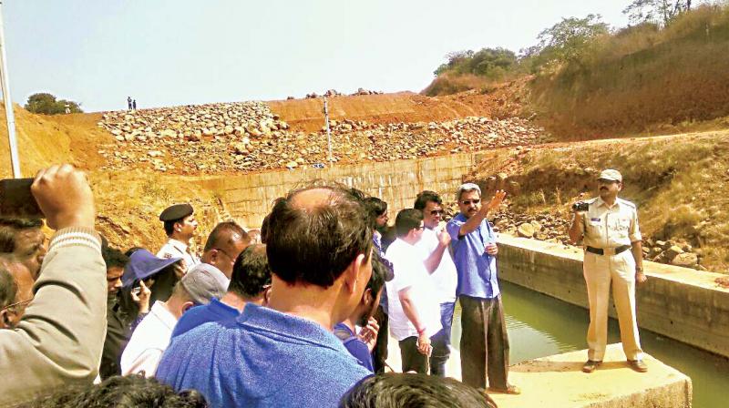 A delegation from Goa which visited Kalasa- Banduri Nala project site at Kanakumbi on Sunday