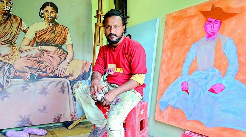 Masuram Ravikanth with his works