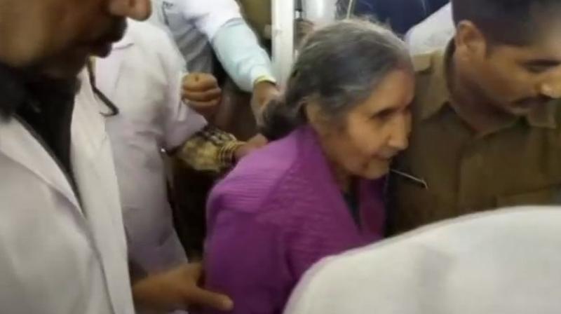 Jashodaben was returning to Gujarat after visiting relatives in Baran district near Kota and was travelling in an Innova which was hit by a trailer-truck. (Photo: ANI/Twitter)