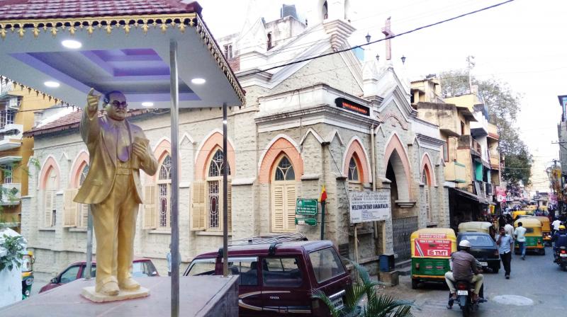 Dr. B.R. Ambedkar statue near Wesleyan Centenary Kannada Devalaya in Ulsoor. (Photo:DC)