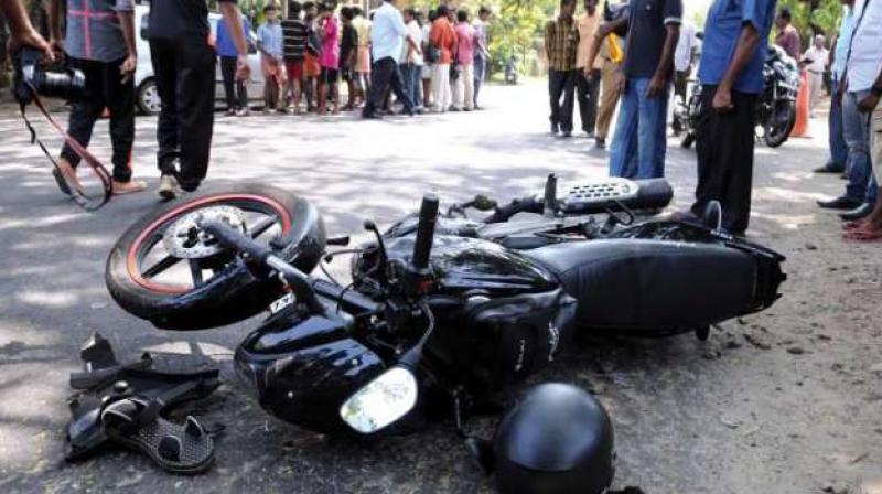 It was a miraculous escape for a motorcyclist who fell into an open manhole under repair on the main road opposite AP Secretariat. (Representational Image)