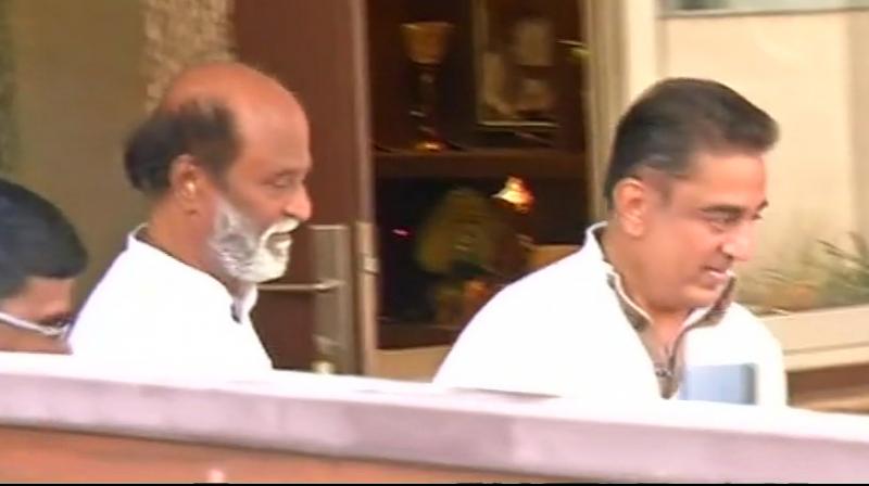 When asked if he and Rajinikanth will be entering into an alliance, Kamal Haasan said that only time will tell on both of us joining hands. (Photo: ANI)