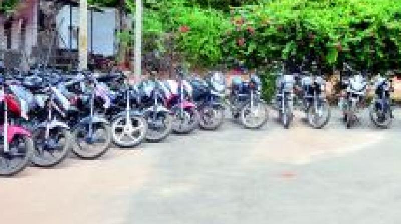 Officials seized 15 Royal Enfield 350 cc motorcycles, two Yamaha 350 cc motorcycles, the registration papers of 25 bikes.