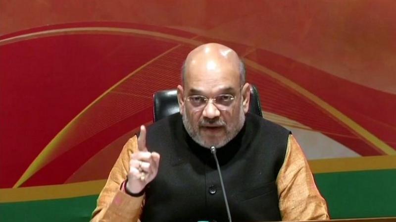 BJP chief Amit Shah said BJPs victories in the Lefts citadel Tripura and Nagaland were an endorsement of Prime Minister Narendra Modis leadership by the people of the Northeast. (Photo: Twitter | ANI)