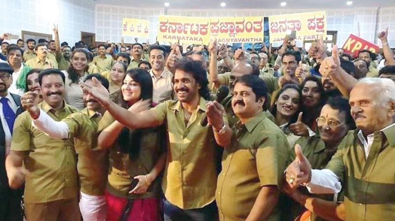 A file photo of actor Upendra during the launch of his party in Bengaluru