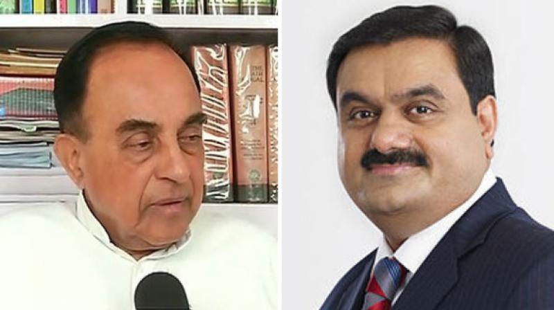 BJP leader Subramanian Swamy on Tuesday termed industrialist Gautam Adani as biggest Non-Performing Asset trapeze artiste in PSUs. (Photo: ANI)