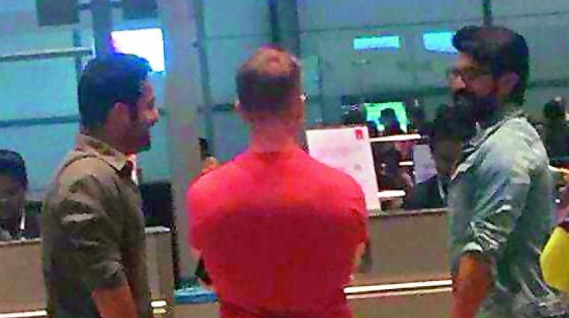 Spotted: Jr NTR and Ram Charan were clicked at the Hyderabad airport
