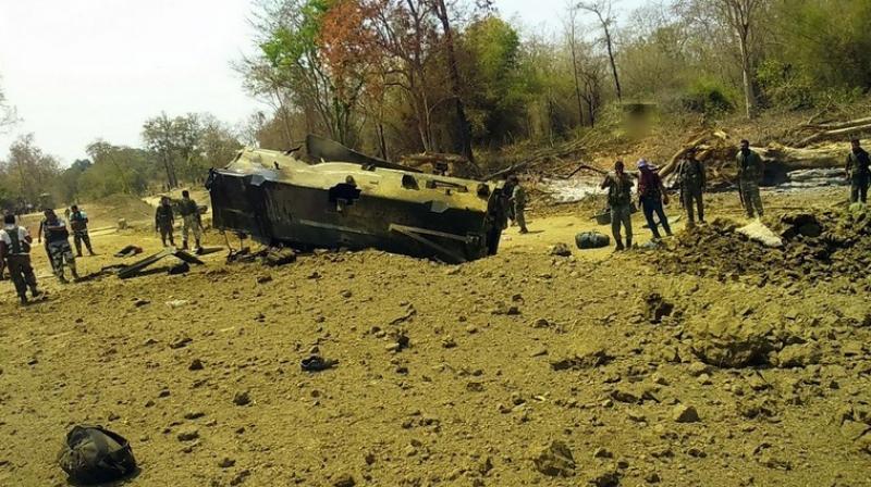 The blast occurred when a team of CRPFs 212th battalion was patrolling in a forest in Kistaram area of Sukma. (Photo: ANI)