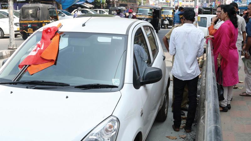 Attack on a mango cab on Link road near Kozhikode  railway station. (File pic)