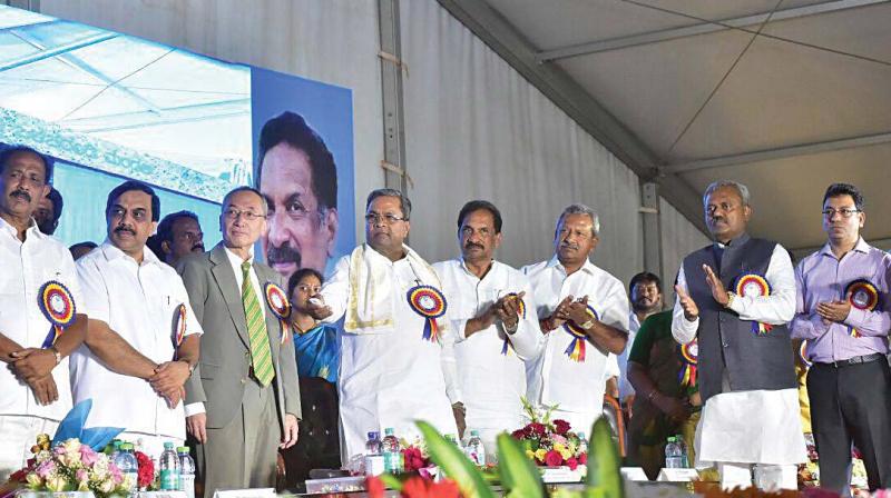 Chief Minister Siddaramaiah laid the foundation stone for the Cauvery Water Supply Phase 1 at Kengeri on Friday. (Photo:DC)