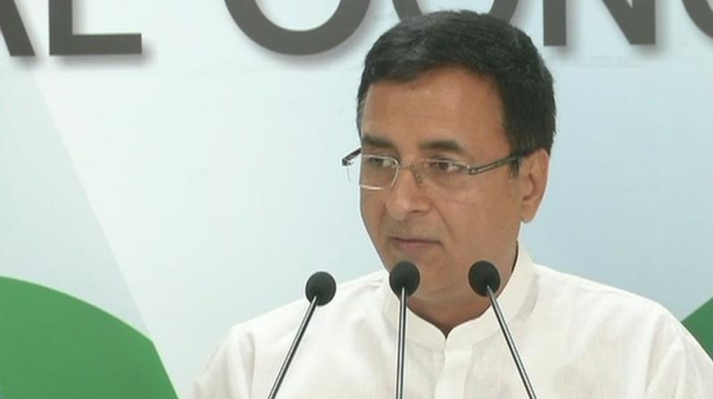 Congress spokesperson Randeep Surjewala said, Indian National Congress or the Congress president has never used or never hired the services of a company called Cambridge Analytica. (Photo: Twitter/ANI)