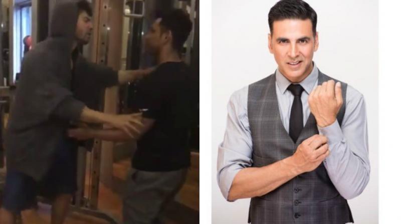 Screengrabs from the video posted on Twitter by Varun Dhawan, on which Akshay also replied.