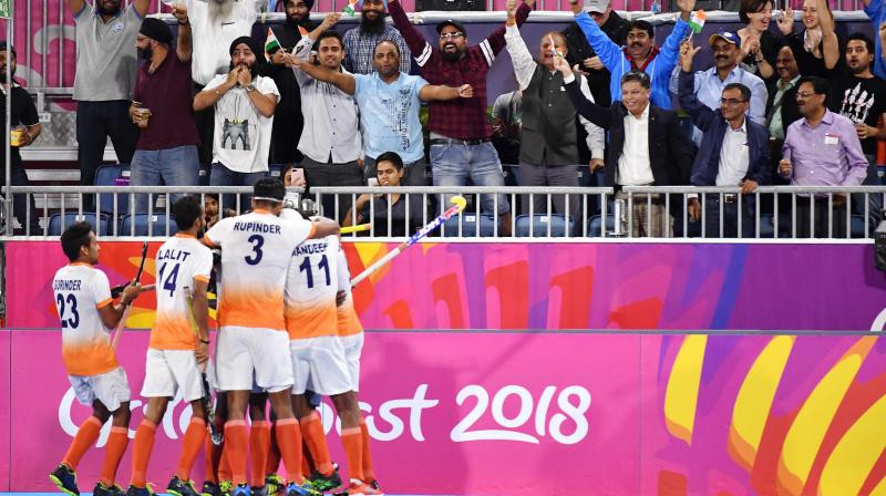 Indias wait for an equaliser finally ended in the 33rd minute when skipper Manpreet struck from the top of the circle after a good assist from Mandeep, who couldnt take a shot on goal himself with two English defenders tackling him. (Photo: AFP)