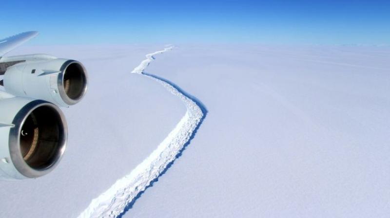 An aerial view of the Larsen C ice rift in Antarctica, seen in an image received from NASA via Swansea University (Photo: AFP)