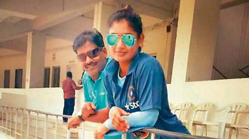Indian women cricket team captain Mithali Raj with her coach RSR Murthy