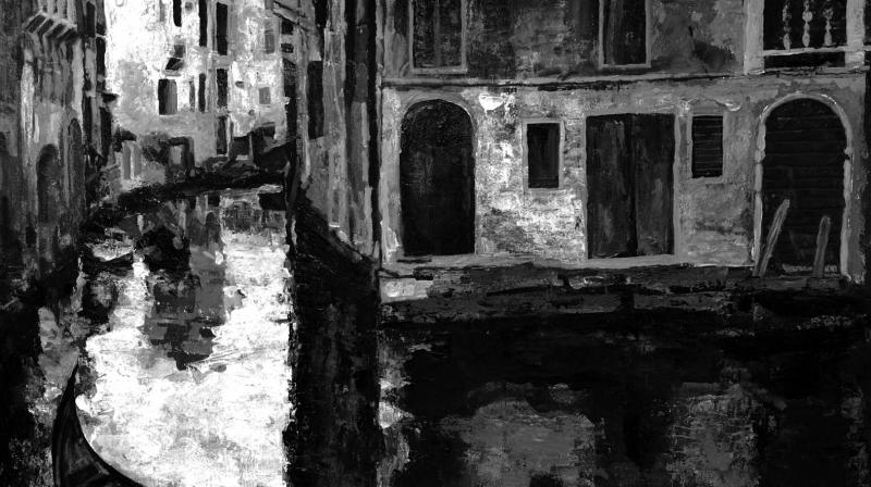 Artist; Surya Prakash 20-Titled Venice10-Medium Acrylic on acid free paper-Size 29.5x21.5in -Year 2014