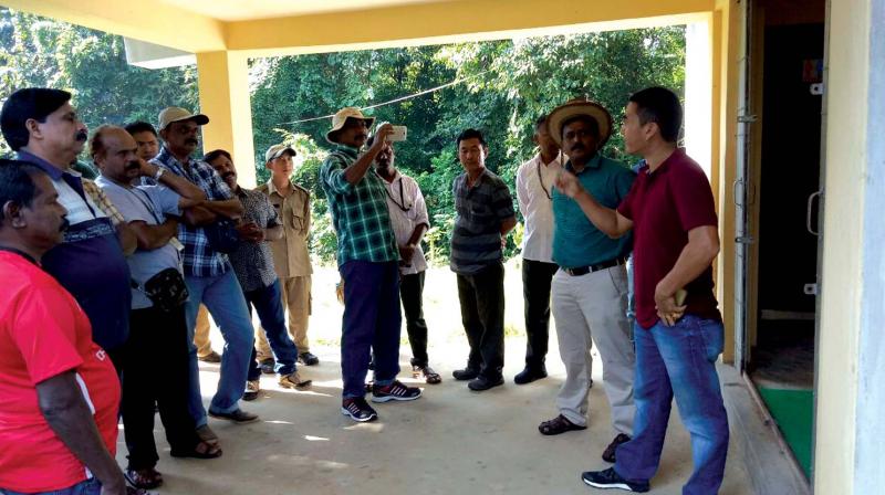 Obed Bohovi Swu, (ACF) officer-in-charge, Nagaland Zoological Park interacts with the group from Kerala led by  T. V. Anil Kumar. The team consists of 15  zoo keepers from Thiruvananthapuram and Thrissur.