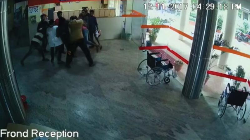 CCTV grab of the attack at Attukal Institute of Medical Science on Sunday. 	 By Arrangement