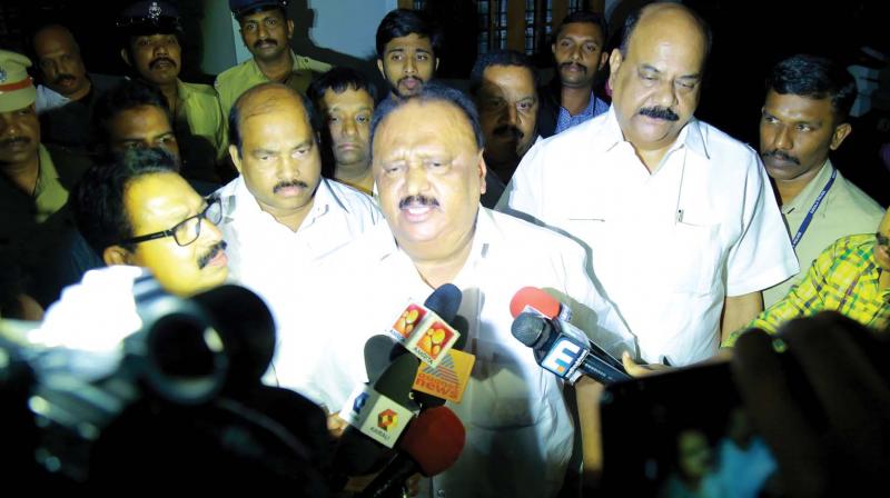 Transport Minister Thomas Chandy speaks to media at his residence in Kochi on Tuesday. (Photo: DC)
