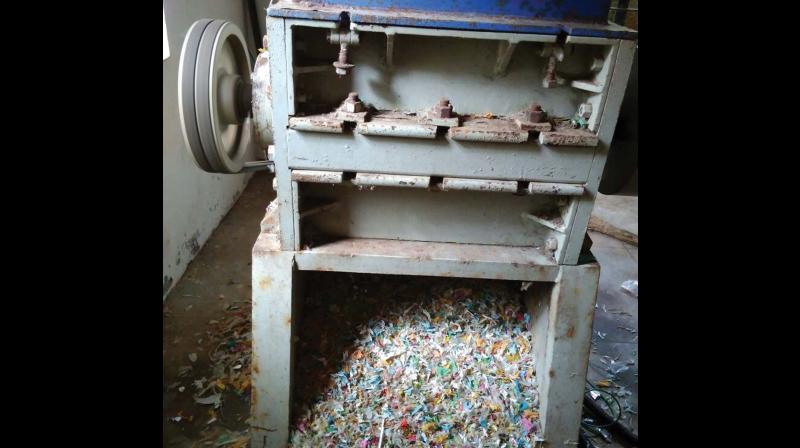 The plastic shredding unit at Azhiyur gram panchayat.